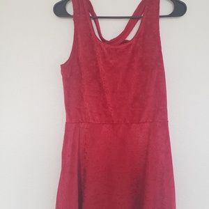 Red Velvet Mini Dress with Criss Cross Back